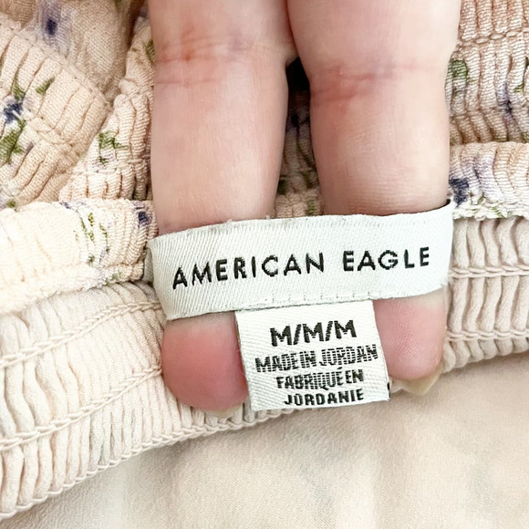 American Eagle Squareneck Floral Slip Mini Dress Smoked Back Pink Medium - Picture 3 of 15